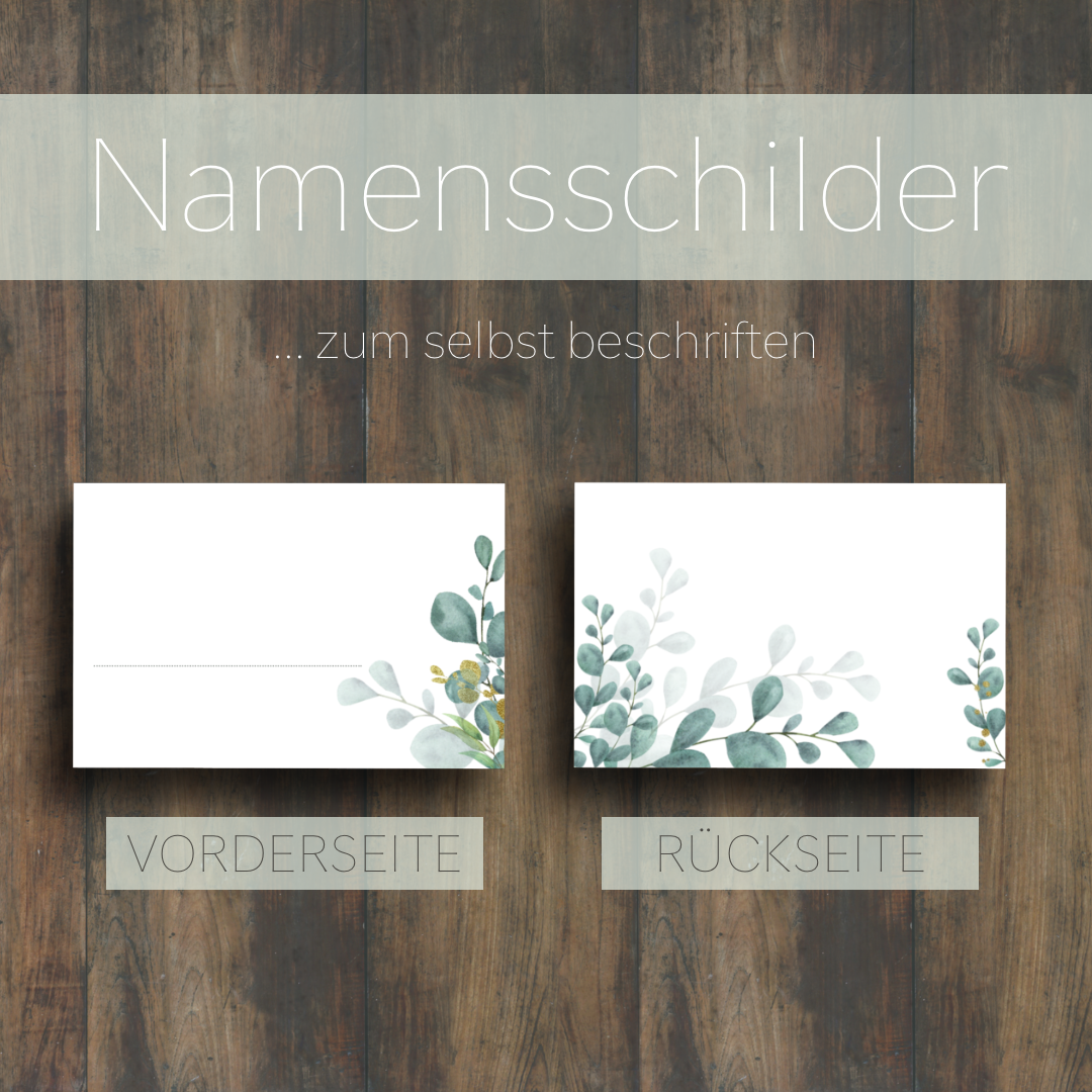 25 Eukalyptus 2 Tischkarten für die Hochzeit