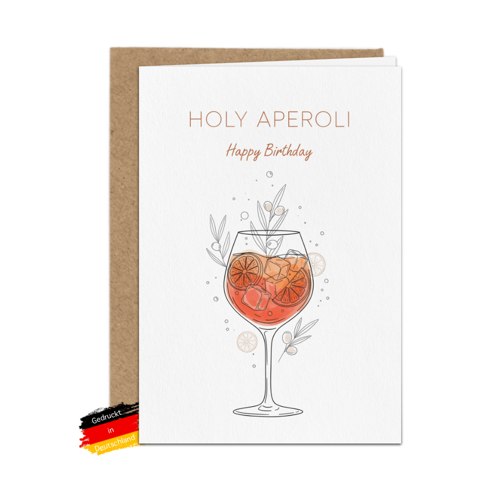 Holy Aperoli Geburtstagskarte – Klappkarte A6 mit braunem Kraftpapier Umschlag | Hochwertige Designerkarte von Bartschibär | Gedruckt in Deutschland