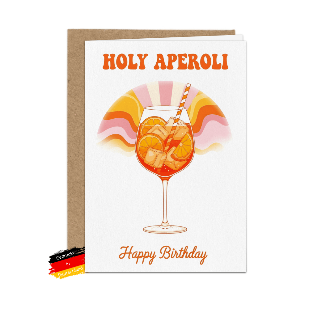 Holy Aperoli Geburtstagskarte – Klappkarte A6 mit braunem Kraftpapier Umschlag | Hochwertige Designerkarte von Bartschibär | Gedruckt in Deutschland