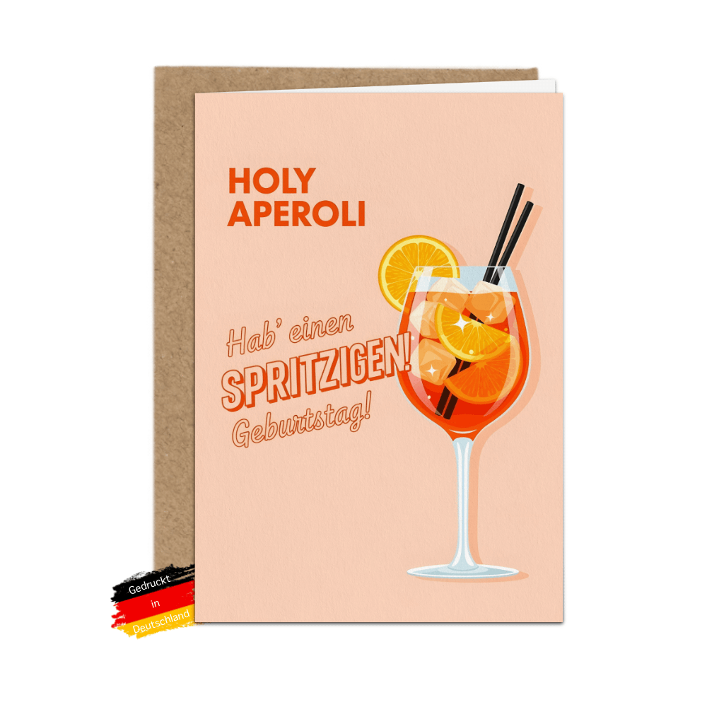 Holy Aperoli Geburtstagskarte – Klappkarte A6 mit braunem Kraftpapier Umschlag | Hochwertige Designerkarte von Bartschibär | Gedruckt in Deutschland