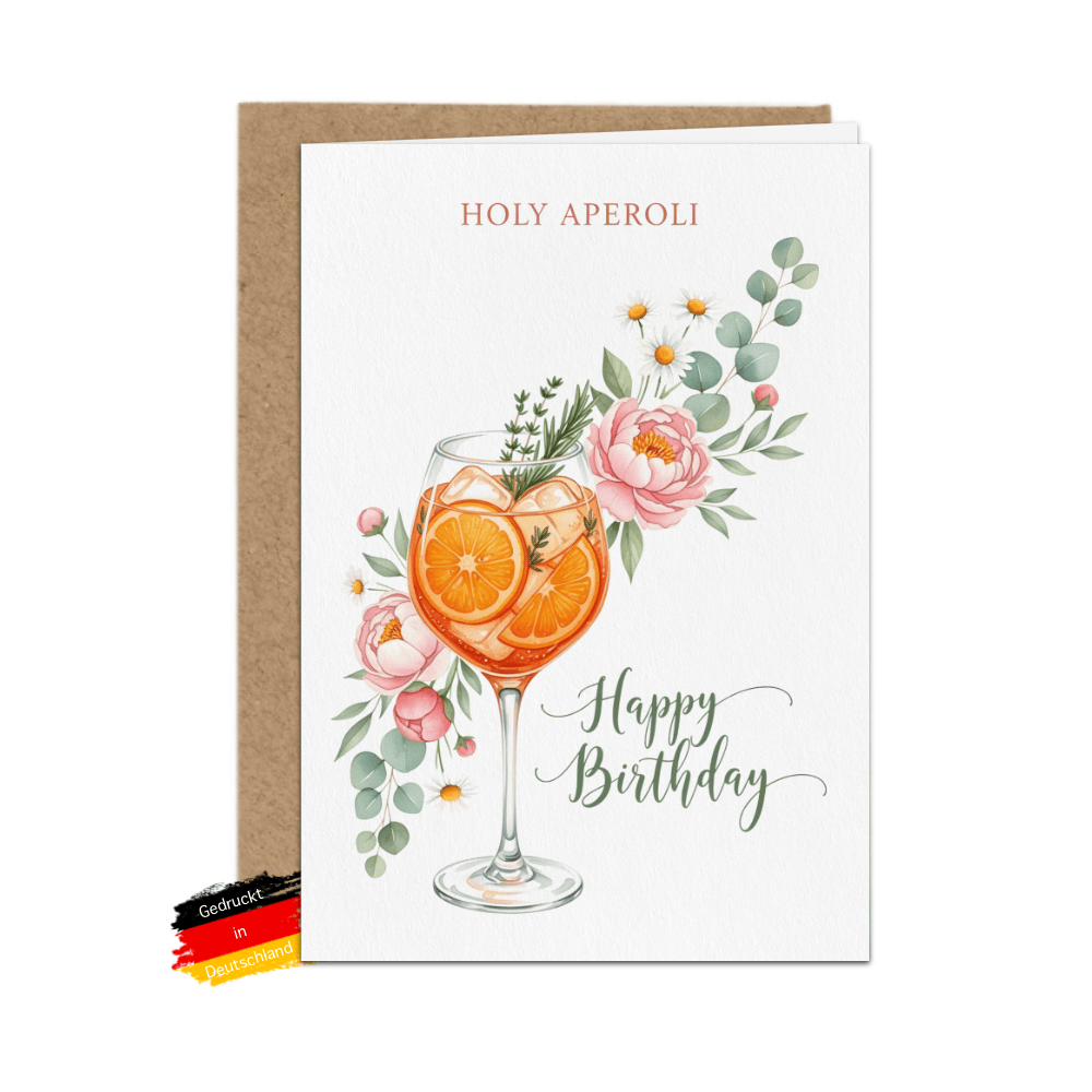 Holy Aperoli Geburtstagskarte – Klappkarte A6 mit braunem Kraftpapier Umschlag | Hochwertige Designerkarte von Bartschibär | Gedruckt in Deutschland