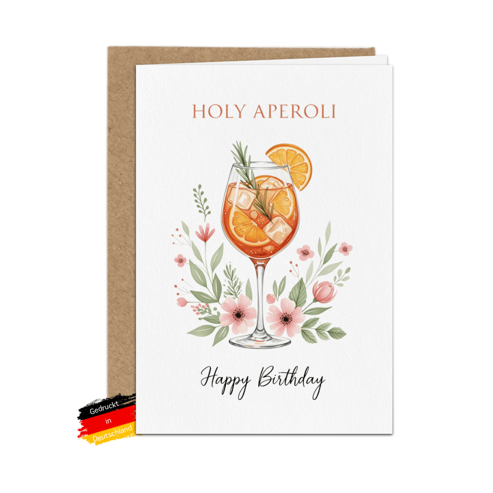 Holy Aperoli Geburtstagskarte – Klappkarte A6 mit braunem Kraftpapier Umschlag | Hochwertige Designerkarte von Bartschibär | Gedruckt in Deutschland