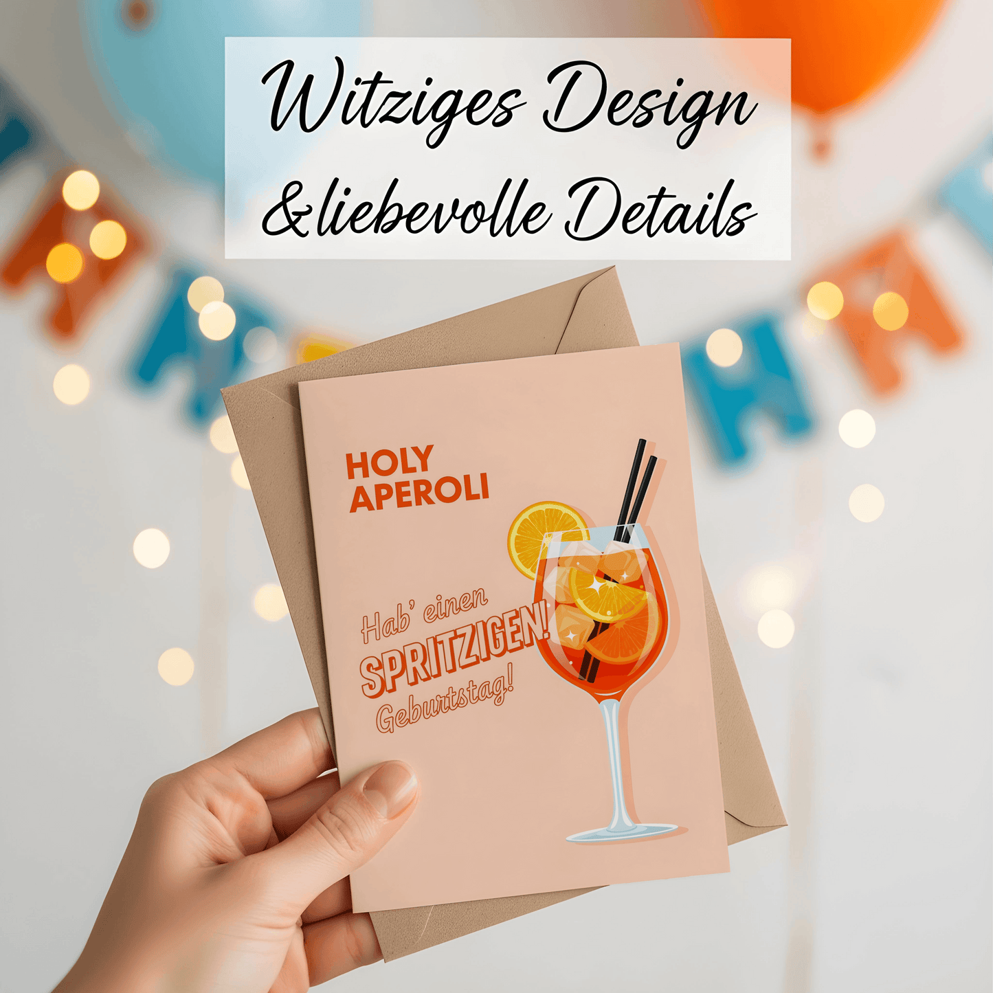 Holy Aperoli Geburtstagskarte – Klappkarte A6 mit braunem Kraftpapier Umschlag | Hochwertige Designerkarte von Bartschibär | Gedruckt in Deutschland