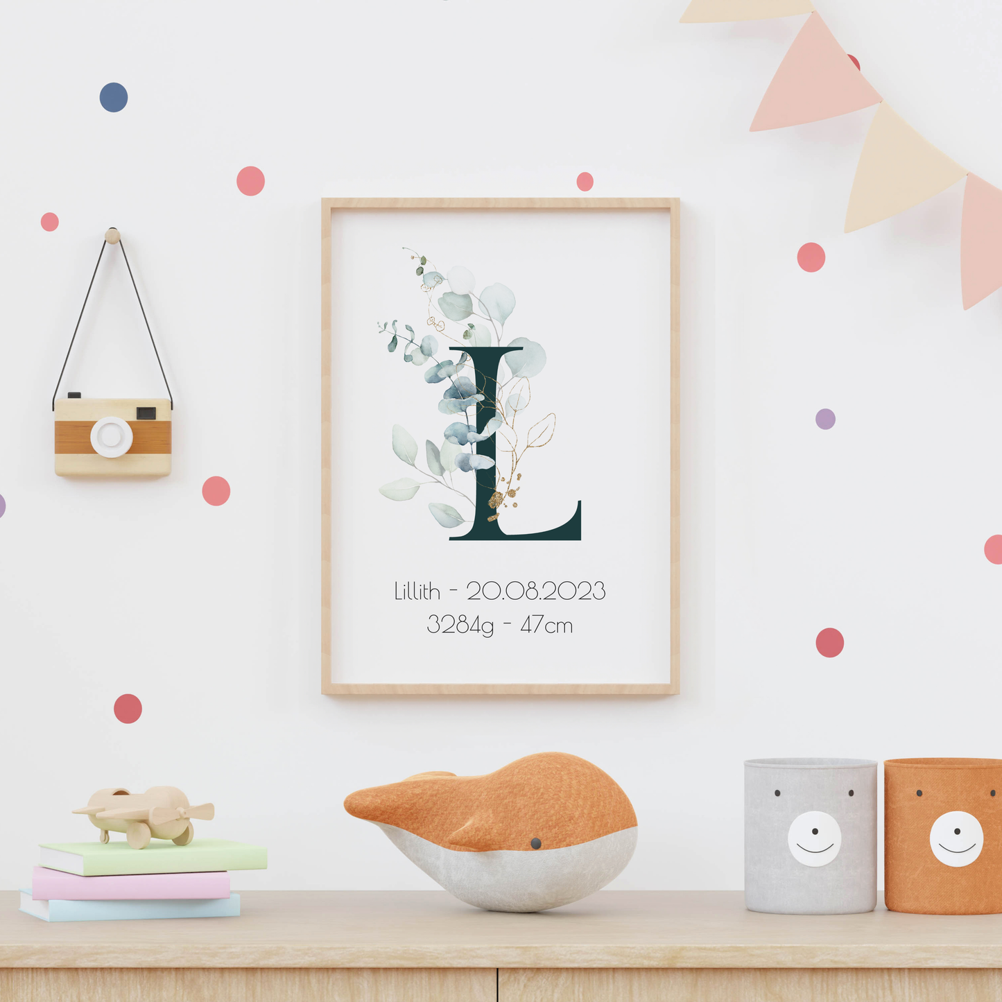 Minimalistisches Geburtsposter personalisiert mit Geburtsdaten und Namen, DIN A4 Poster, Geschenk zur Geburt für Eltern Mama und Papa, Baby, Taufe - ohne Rahmen